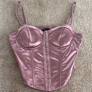 Elegant Pink Satin Corset Top